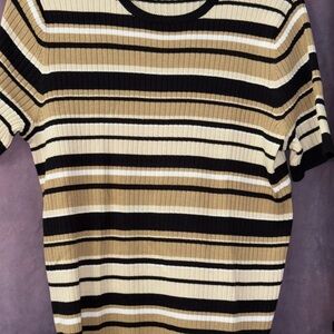 Laura Scott Black and Cream Striped Sweater